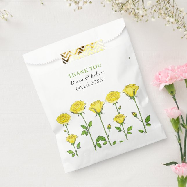 Bolsa De Papel Flores de rosa amarilla floral Gracias boda (Sellado)
