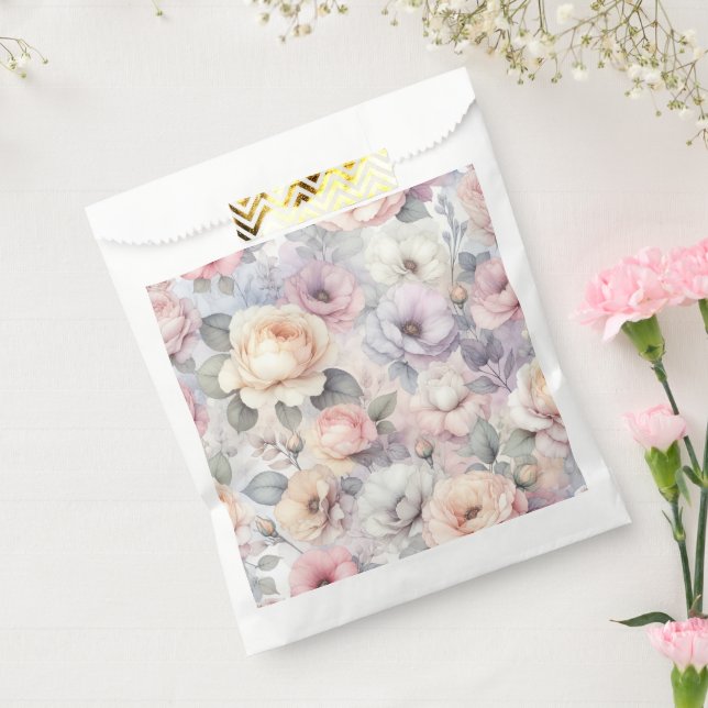 Bolsa De Papel Flores de Rosa Elegantes (Sellado)