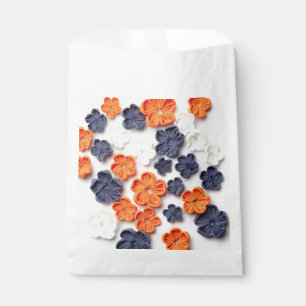 Bolsa De Papel Flores de tela cosida artesanal de primavera azul