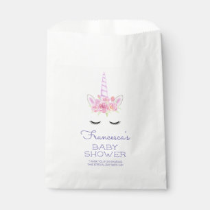 Bolsa De Papel Flores de unicornio de acuarela mítica Baby Shower