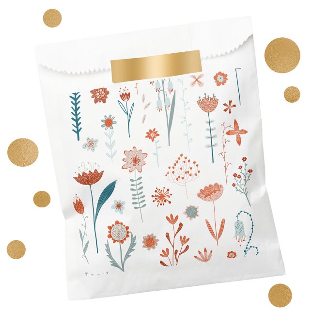 Bolsa De Papel Flores de verano escandinavas (Modern Japandi style floral favor bags)