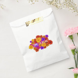 Bolsa De Papel Flores hippie coloreadas de texto personalizadas
