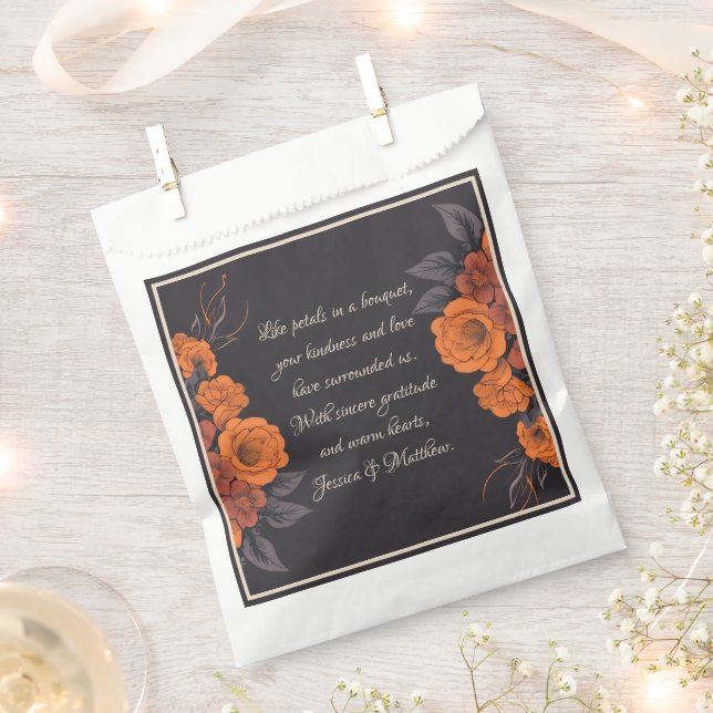 Bolsa De Papel Flores Naranjas Gratitud elegante  (Cortado)