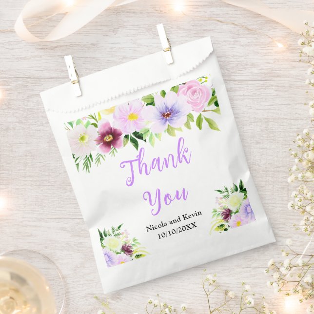 Bolsa De Papel Flores púrpuras de primavera con follaje (Cortado)