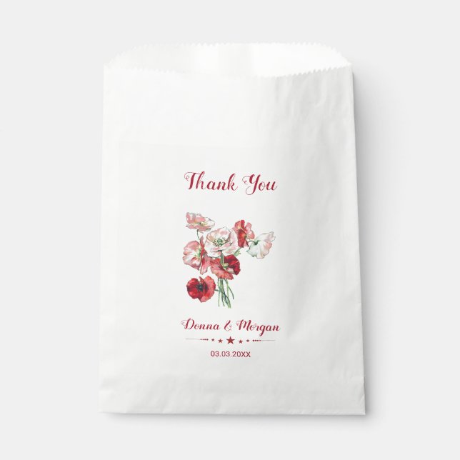 Bolsa De Papel Flores Rosa Y Rojas (Anverso)
