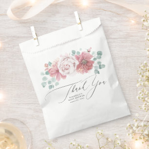 Bolsa De Papel Flores rosadas polvorientas Elegante escritura Gra