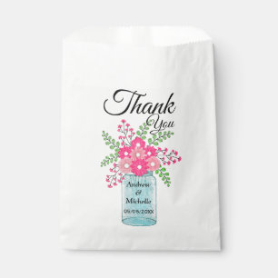 Bolsa De Papel Flores rosas Mason Jar Gracias