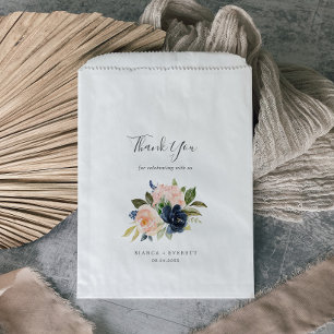 Bolsa De Papel Flores Rubor y Marina White Gracias Boda