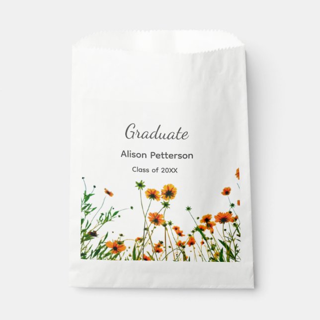 Bolsa De Papel flores silvestres amarillas modernas graduadas rús (Anverso)