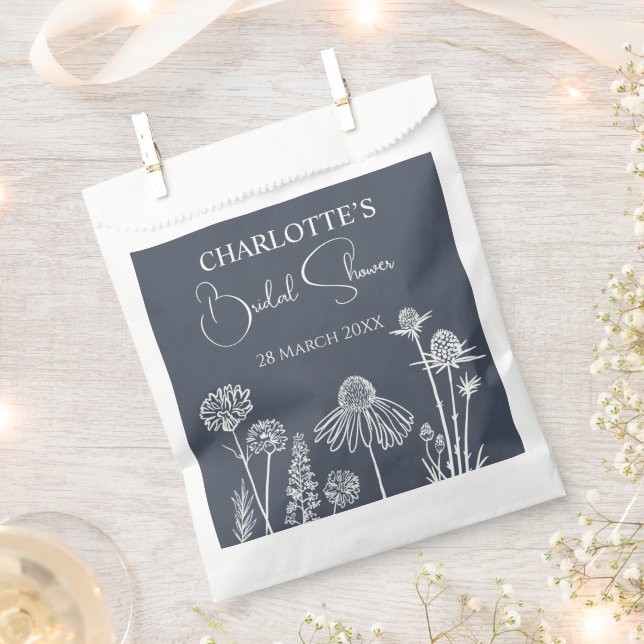 Bolsa De Papel Flores silvestres azules de medianoche bosqueteado (Cortado)