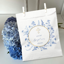 Bolsa De Papel Flores silvestres azules francesas bautizo de oro