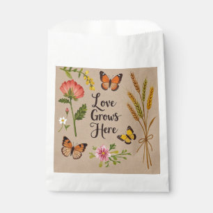 Bolsa De Papel Flores silvestres bohemias, mariposas, tallos de t