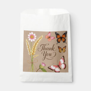 Bolsa De Papel Flores silvestres bohemias, mariposas, tallos de t