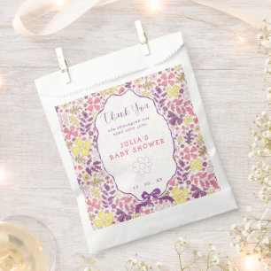 Bolsa De Papel Flores Silvestres de Lazo Rosa Púrpura Baño de Beb