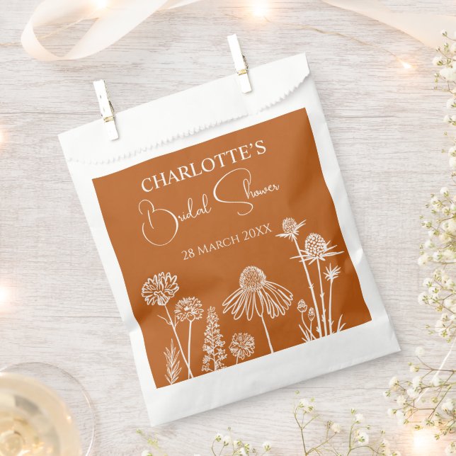 Bolsa De Papel Flores silvestres Naranjas quemadas floral esbozad (Cortado)