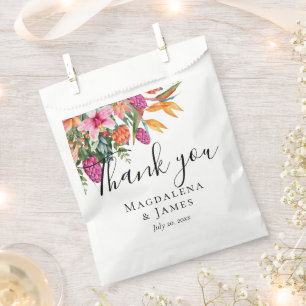 Bolsa De Papel Flores tropicales Bonitos rosadas Naranjas colorid