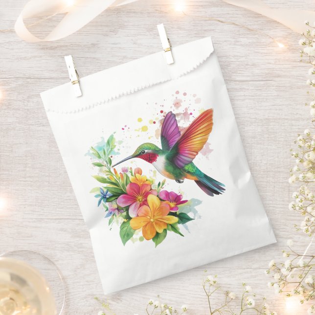 Bolsa De Papel Flores tropicales de colibrí (Cortado)