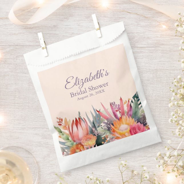 Bolsa De Papel Flores tropicales Peach Fuzz Bridal Shower (Cortado)