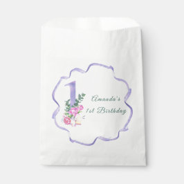 Bolsa De Papel Flores y cinta Fiesta de primer cumpleaños