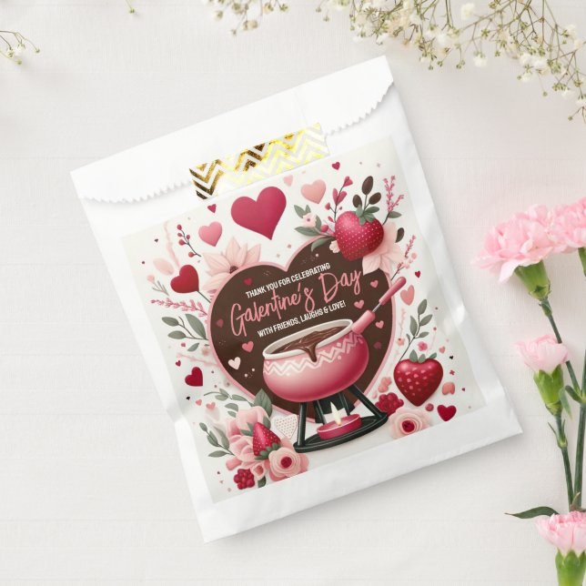 Bolsa De Papel Flores y fresas Fiesta Fondue de Galentine (Sellado)