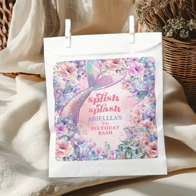 Bolsa De Papel Flower Glitter Mermaid Tail 9th Birthday (Subido por el creador)