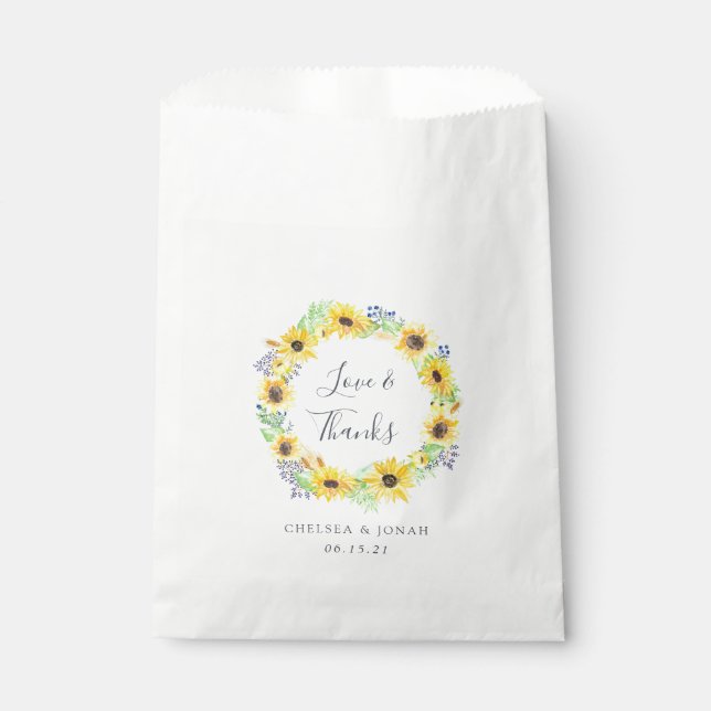 Bolsa De Papel Flowerfields Wreath Boda Gracias (Anverso)
