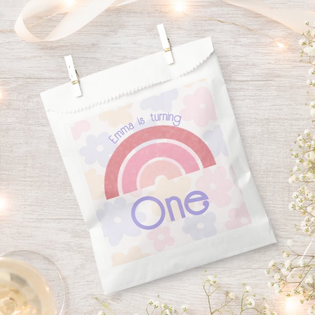 Bolsa De Papel Flowery Rainbow Birday (Cortado)