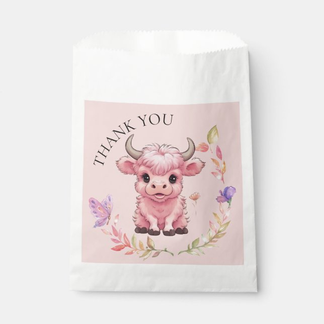 Bolsa De Papel Fluffy Pink Highlands Scottish Cow (Anverso)