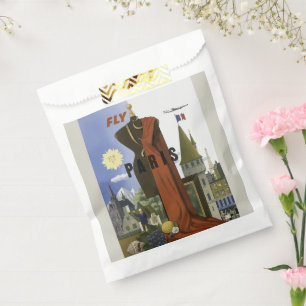 Bolsa De Papel Fly Paris Francia Vintage Travel Poster