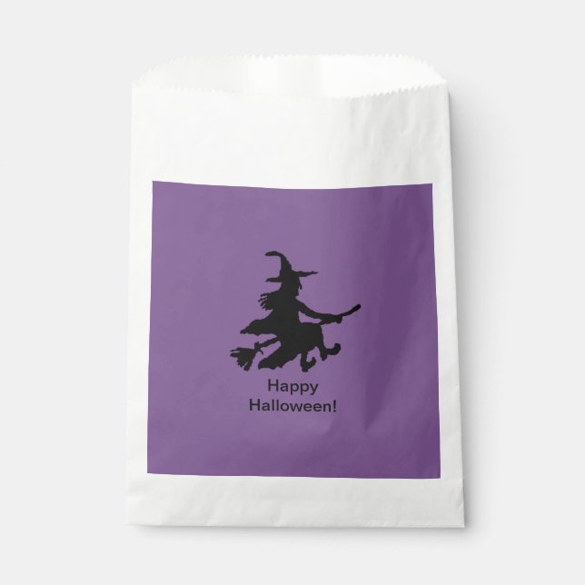 Bolsa De Papel Flying Witch - Purple -Happy Halloween - Favor Bag (Anverso)