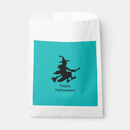 Bolsa De Papel Flying Witch - Teal - Happy Halloween - Favor Bag