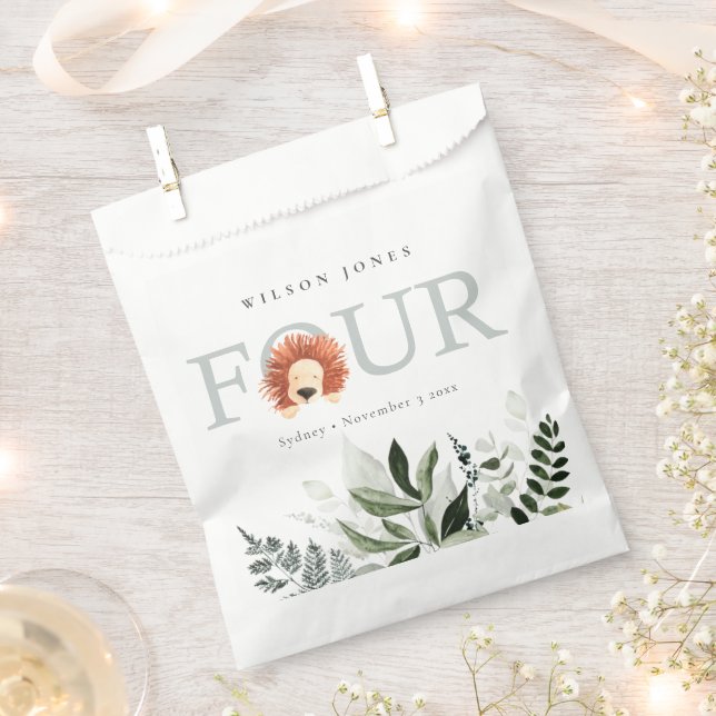 Bolsa De Papel Foliage Cute Boho Lion 4º Baby Shower (Cortado)
