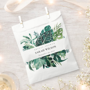 Bolsa De Papel Foliage verde tropical Monstera ducha de novia
