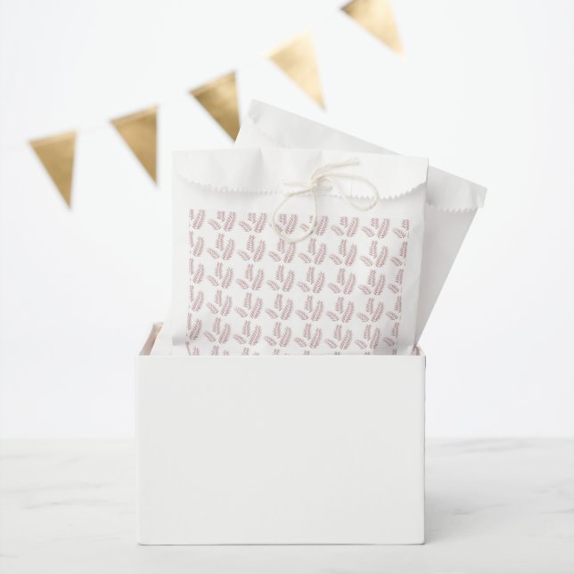 Bolsa De Papel fondo blanco con hojas rosadas (Fiesta)