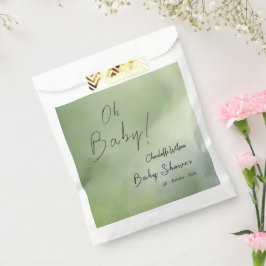 Bolsa De Papel Fondo de color de agua verde de Baby Shower