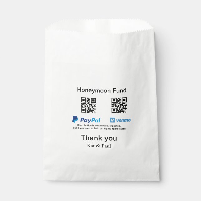 Bolsa De Papel Fondo de luna de miel PayPal Venmo código QR graci (Anverso)