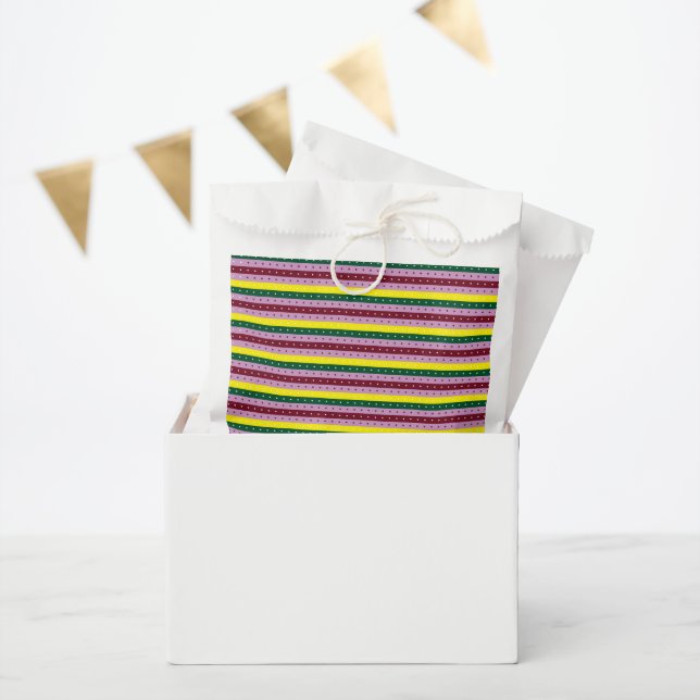 Bolsa De Papel fondo multicolor a rayas con puntos (Fiesta)