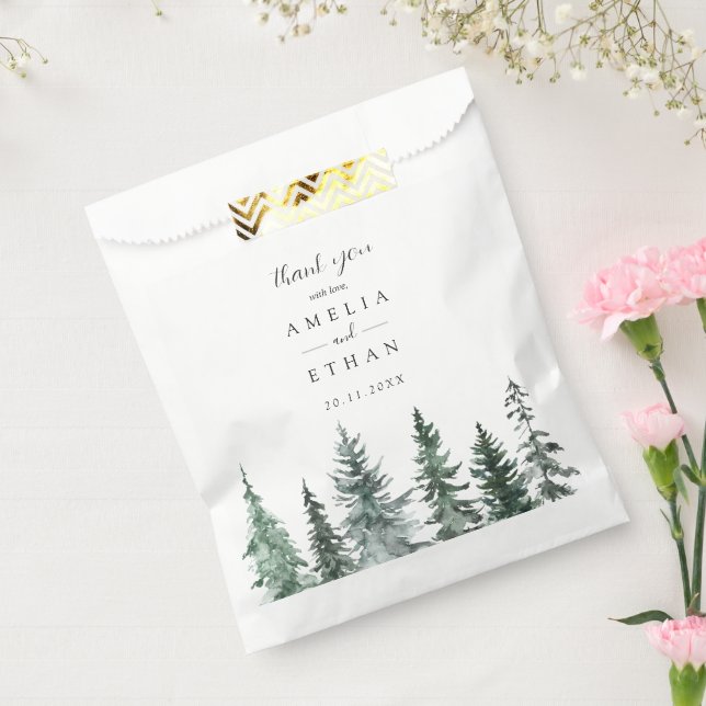Bolsa De Papel Forest Wintre Watercolor Wedding (Sellado)