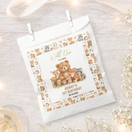 Bolsa De Papel Forest Woodland Animals Wild One 1st Birthday
