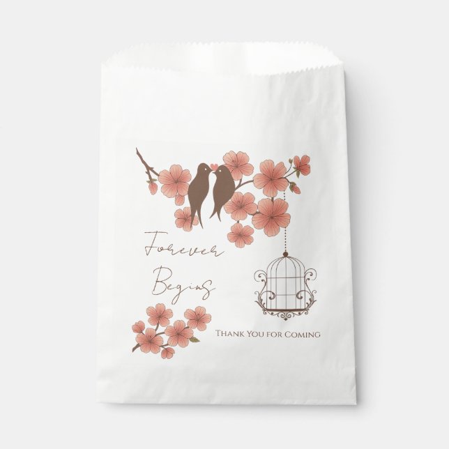 Bolsa De Papel Forever Begins Wedding Favor Gift Bag with Lovebir (Anverso)