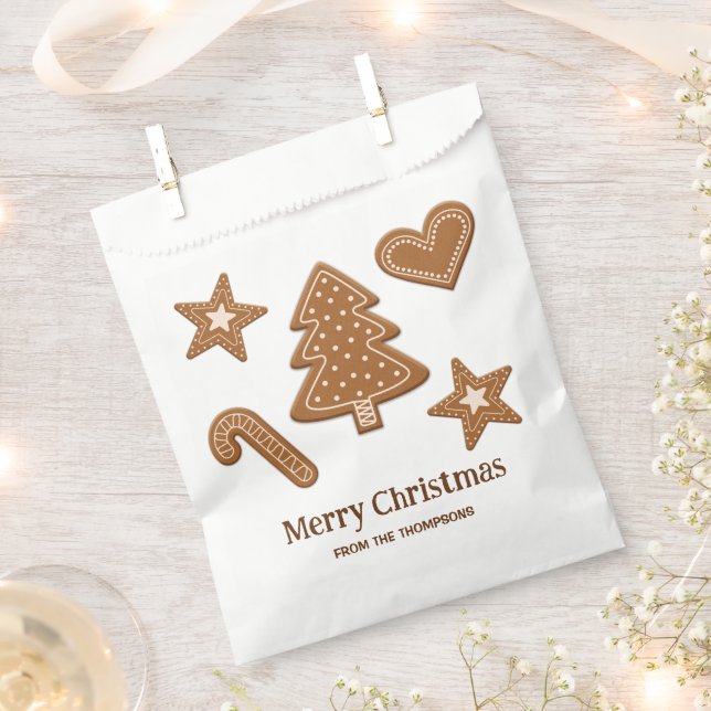 Bolsa De Papel Formas y texto de galletas de Navidad de jengibre (Cortado)