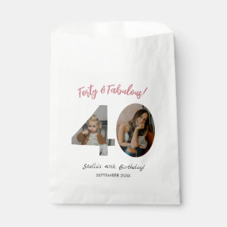 Bolsa De Papel Forty & Fabulous Custom Photo 40th Birthday 
