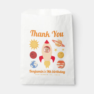 Bolsa De Papel Foto de Cumpleaños del Chico Cohete Espacio Exteri