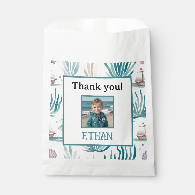 Bolsa De Papel Foto de cumpleaños del Fiesta náutico (Anverso)