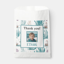 Bolsa De Papel Foto de cumpleaños del océano náutico gracias