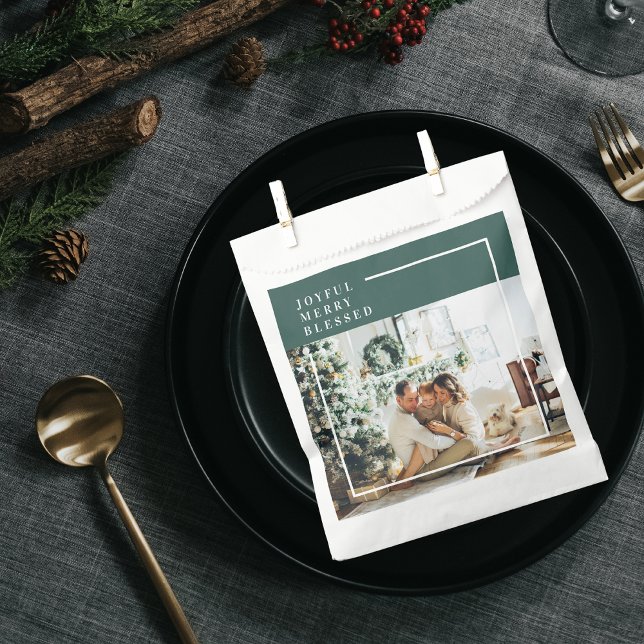 Bolsa De Papel Foto familiar moderna | Joyful Merry Blessed | Ver (Subido por el creador)