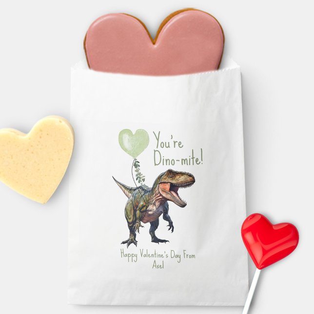 Bolsa De Papel Fotografía de San Valentín de la clase verde Dino- (Subido por el creador)