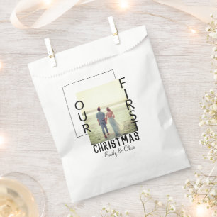 Bolsa De Papel Fotos mínimas de nombre de pareja para la Primera