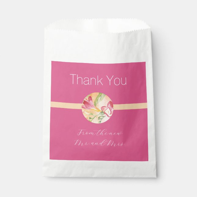 Bolsa De Papel Freesia Watercolor Tropical Gracias (Anverso)