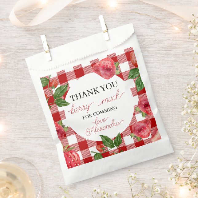 Bolsa De Papel Fresa 1er cumpleaños Berry Sweet (Cortado)